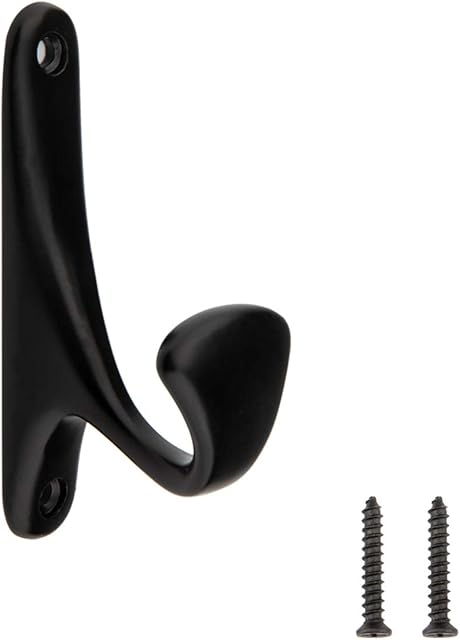 Amazon Basics AB5200-FB-5 Coat Hook, Matt Black