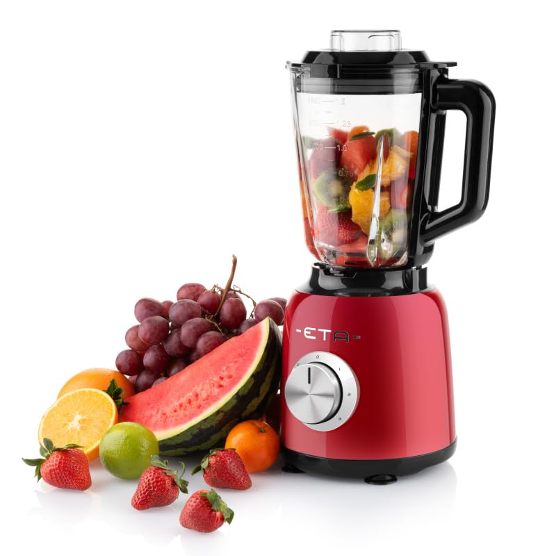 ETA Frullatore Storio I 1 200 Watt | 3 velocità | 26.000 giri / min I funzione pulsazioni | contenitore Gla da 1,5 litri | coltello BlendeX I rosso