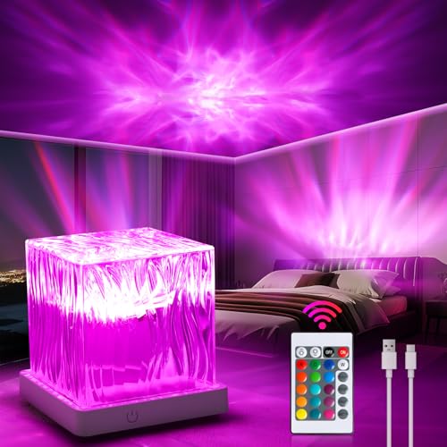 Dreamy Cubby Nordlicht-Projektor Licht, LED 16 Farben und Moduswechsel, USB Wiederaufladbarer Polarlicht Lampe, Aurora Projektor mit Fernbedienung, für...