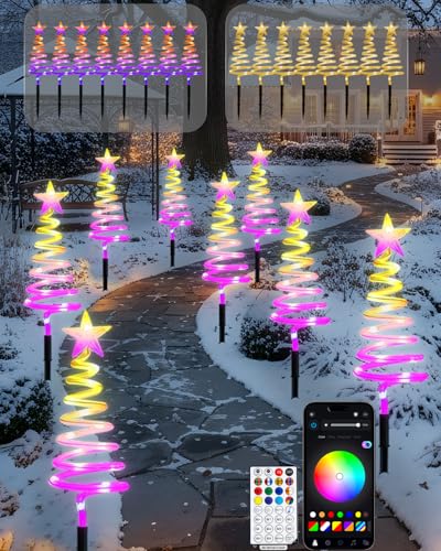 Smart Spiral Christmas Pathway Lights, 16 Mil Color, Timer, App Control, Music Sync, 82 Modes...