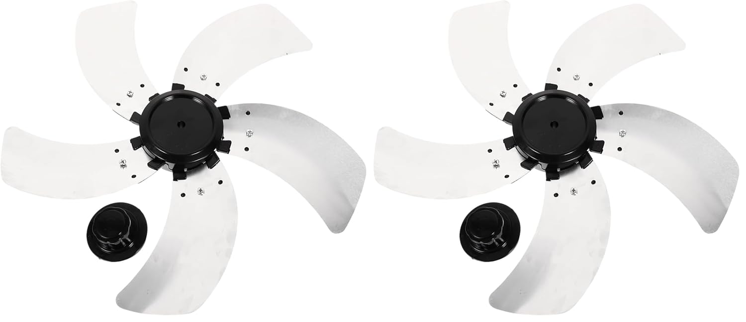 DOITOOL 16 Inch Fan Replacement Universal Metal Standing Fan 5 Leaves with Nut Cover Table Fanner Leaves (Pack of 2)