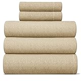 Split King Size 5 Piece Sheet Set - Breathable & Cooling Bed Sheets Set - Hotel Luxury Bedding for Women, Men, Kids & Teens - Deep Pockets, Easy-Fit & Wrinkle Free - Oeko-Tex - Beige Heathered Sheets -  CGK Unlimited