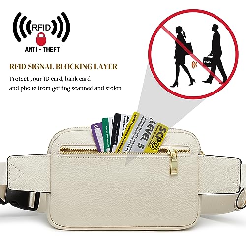 S-ZONE Fanny Packs for Women, Genuine Leather RFID Blocking Crossbody Bags Purses, Sling Waist Bag, Fashionable Chest Bag, Gifts Travel Running Adjustable Strap Men