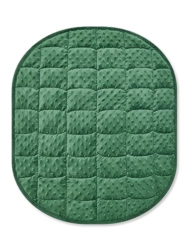 TONGDADA Weighted Lap Blanket 7lbs for Adult Perfect for Relaxation Lounging Napping Sleeping & Travel Luxury Minky Weighted Body Blanket Weighted Throw Blanket-Dark Green Minky Dot 29 x 24