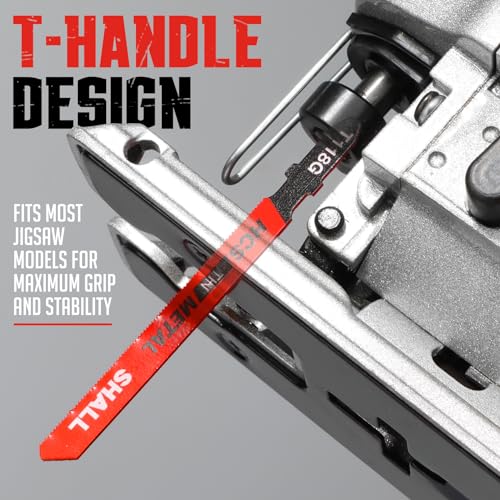 SHALL 20-piece T-Shank Jig Saw Blade Set, made of HSS/CPV, compatible with all jigsaws, various blades for wood, metal cutting, with storage box. - Image 3
