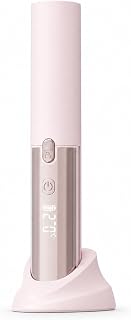 Straightener Comb Brush Curler Cordless Ceramic Core with Clear LED Display and Lock Mechanism Control paired with Charging Dock Suitable for Gym Bag Carry Home Styling, Pink