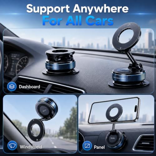 MUSEL Magnetic Car Phone Holder for MagSafe, Nanogel Mount for iPhone 17-12 | Direct nano gel mount, 88 lb magnetic force, 22 N55 magnets, 360 degree rotation, no bottom plate, dash mounts - image 2