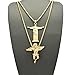 Gold Tone Opened Arm Jesus, Angel Pendant 24