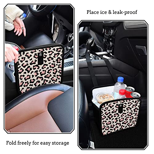 Image of Leopard Pink Car Trash Can, Foldable Hanging Car Trash Bag, Animal Cheetah Print Small Waterproof Car Accessories Garbage Bin (g300184931p857c913s2021)