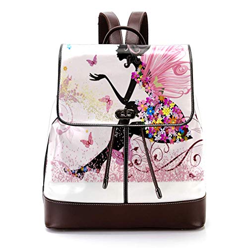 TIZORAX - Mochila de Piel sintética con diseño de Mariposas y Hadas, para Mujer y niña