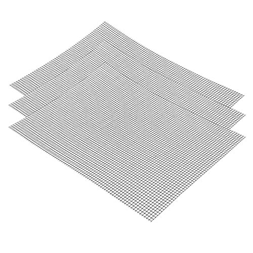 BBQ Grill Mesh Tappetino Antiaderente, 3 Pezzi Tappetino per Griglia in Rete di Teflon, 42x36cm Riutilizzabili Griglia Rete Barbecue Tappetini, per Griglia a Gas, Friggitrice ad Aria, Forno
