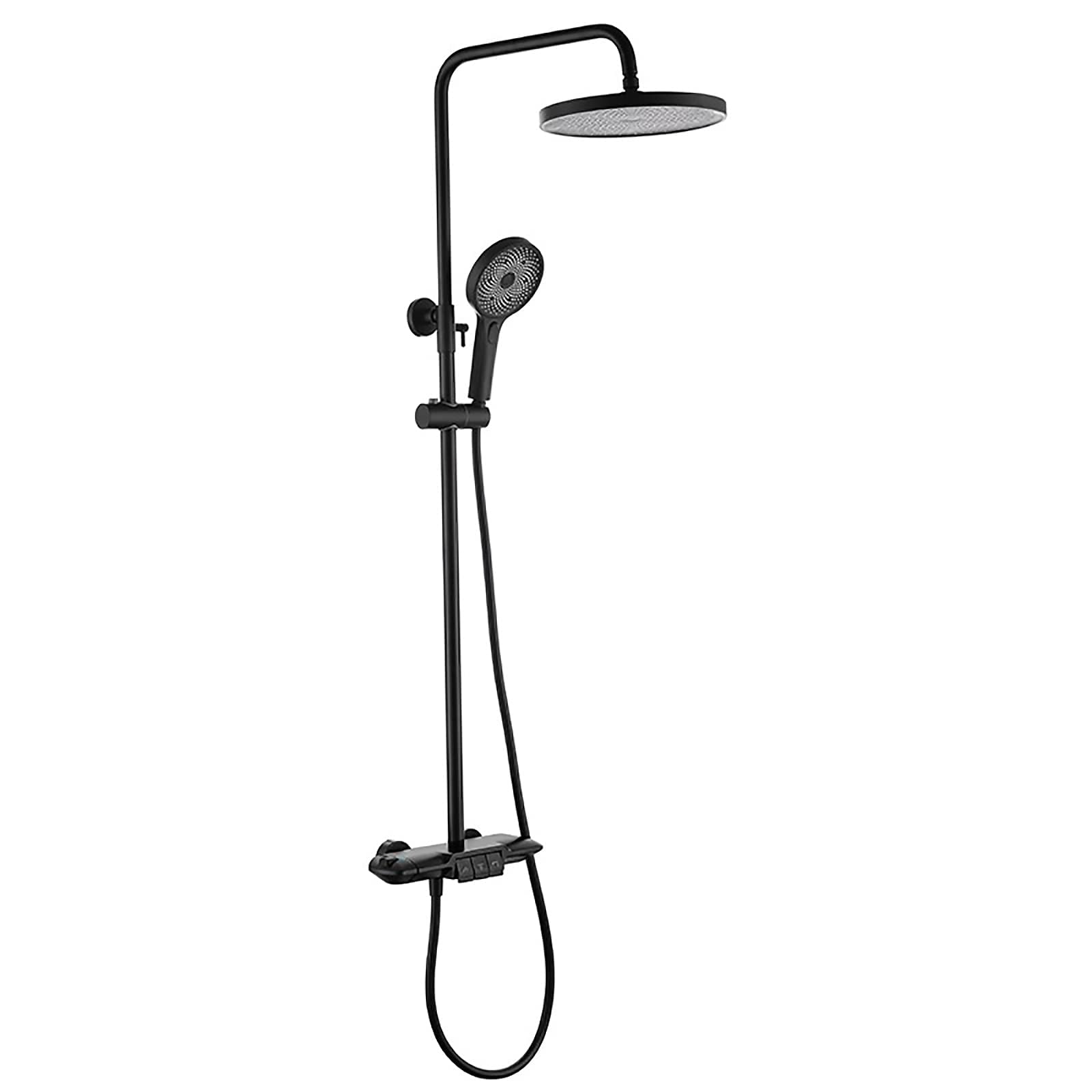 OZBMA shower set thermostatic system with head faucet wall mounted combo single handle rainfall 3 modes handheld shower, tub spout,black