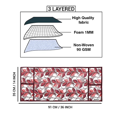 Image of Polyester 3-Layered Microwave Oven Top Cover With 4 Utility Pockets Suitable for Upto 30 Liter (Color- Pink, Size-36x14 Inches Inches)