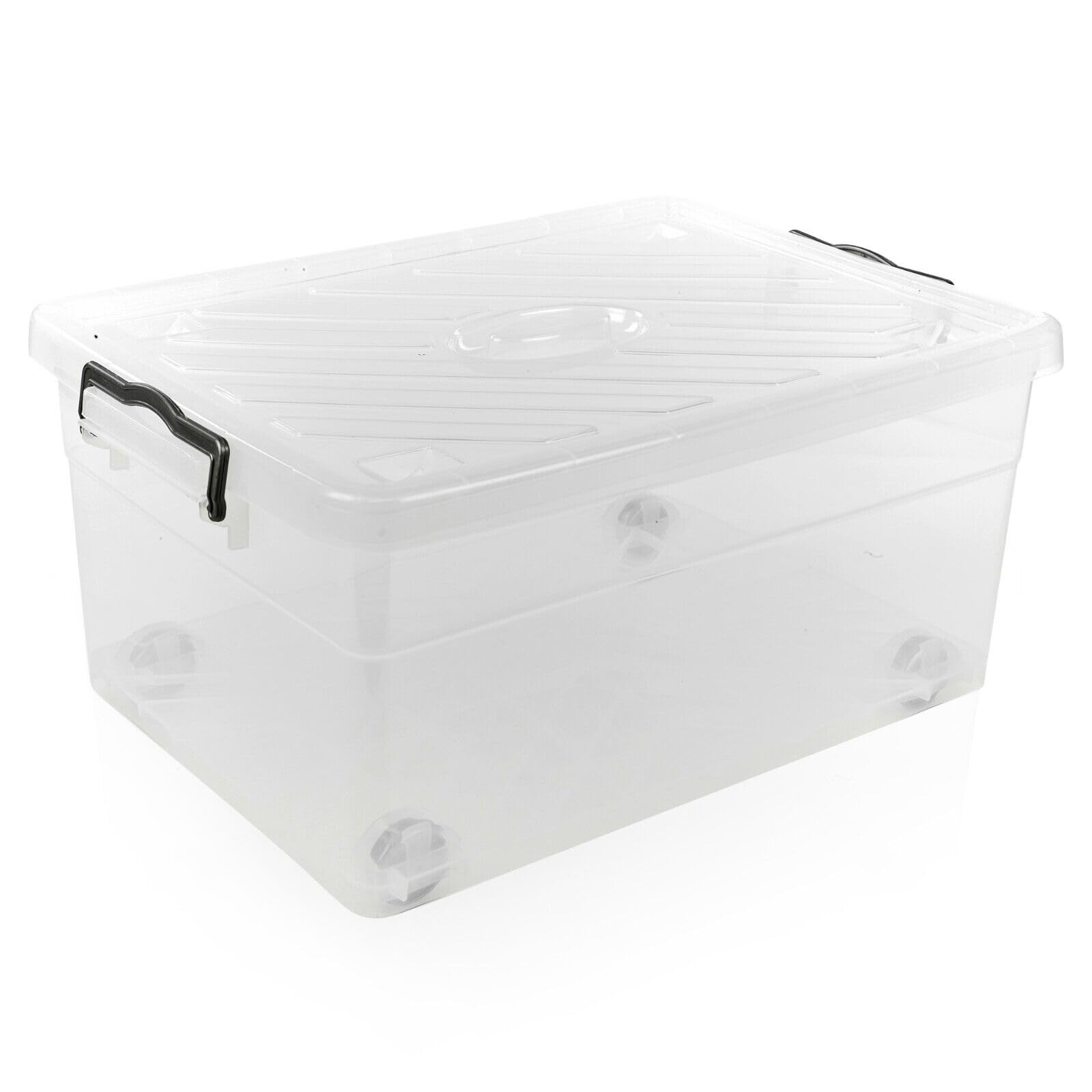 Urbnliving Clear 40L Plastic Stackable Airtight Storage Box Clip Lock Lid On 4 Wheels