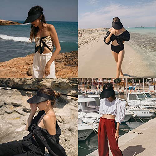 Mulimu YMKDM 4-Pack Women Wide Brim Sun Visor Uv Protection Upf50+ Hat Golf Visor thumb #6