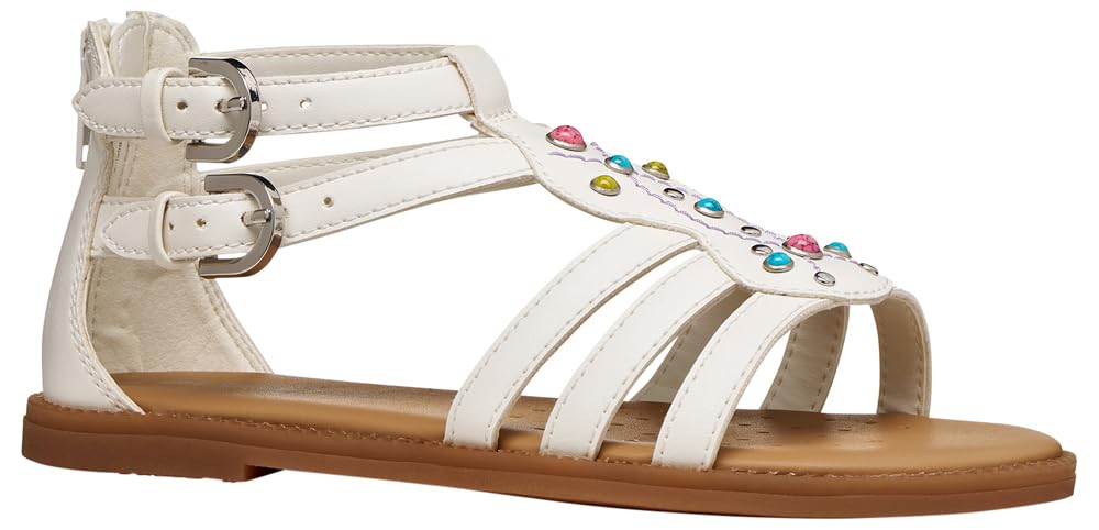 Geox J Karly Girl Sandal, White/Multicolour, 29 EU