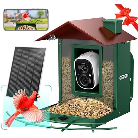 Osoeri Bird Feeder with Camera, Smart Bird Feeder Camera with AI Identify, Auto Capture Bird Videos & Real-time Notifications, Solar Powered Charging, Ideal Gift for Bird Lovers Cover