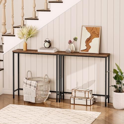 Console Industrielle 75x24 cm Bois Métal, HOOBRO