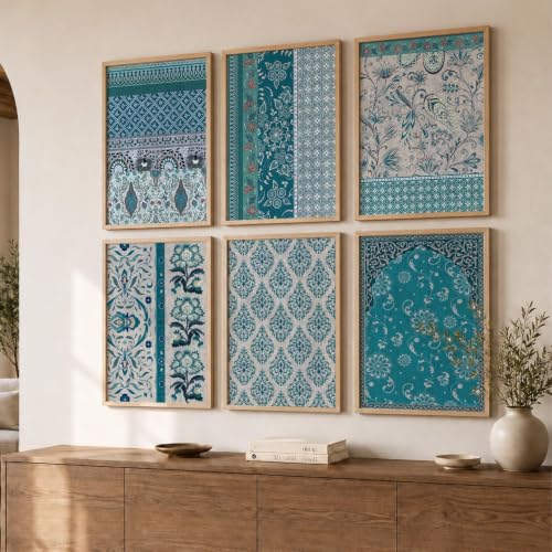 Image of kotart Pattern wall art hanging frames for home decor wall paintings | paintings for living room, bedroom, office, | Poster with glass frame (Pack of 6 Multicolor) (19X25 inch, A)