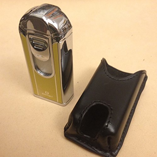 Briquet 2 Flammes Egoist avec étui en Cuir noir de protection