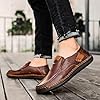 Men's Leather Loafers Slip on Low Top Shoes Summer Walking Sneakers Lightweight Comfortable Breathable Outdoor Casual Dress Shoes Soft Sole Sneakers Coffee #1