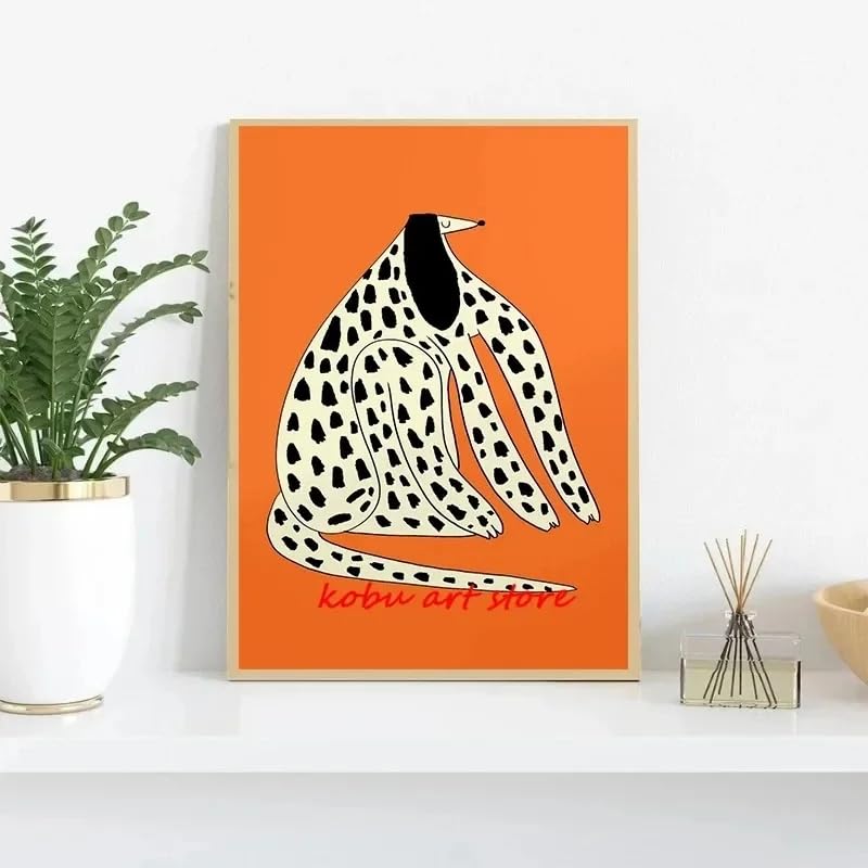Affiche caniche colorée et tendance 40x60 cm avec cadre intérieur pour salon