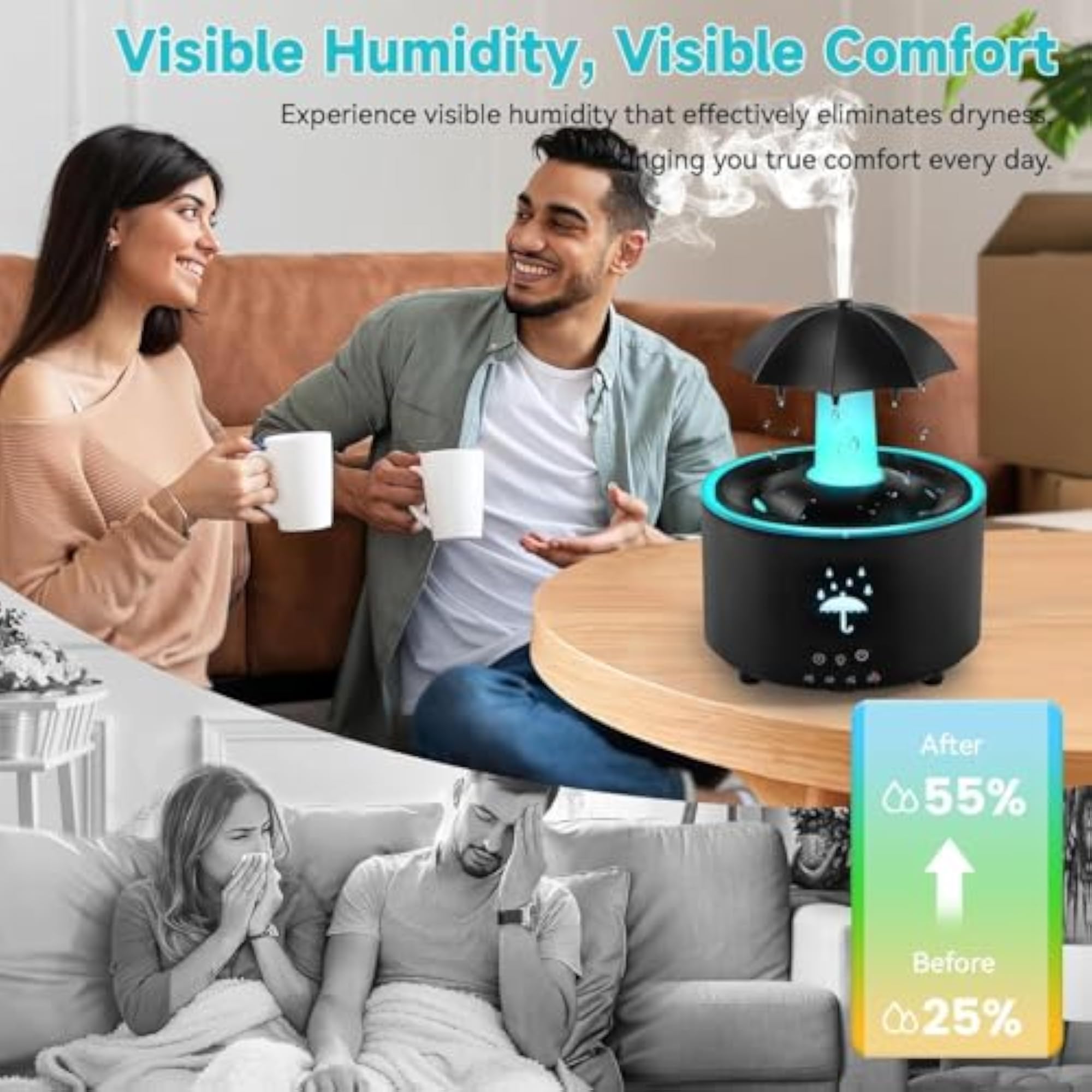 Humidifiers for Bedroom with Remote & Timer