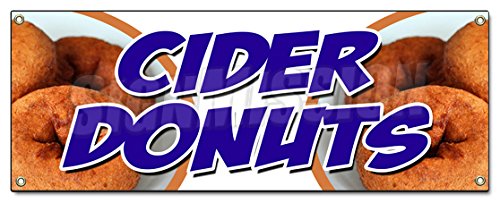 Cider Donuts Banner Sign hot Fresh Doughnuts Varieties Coffee Bakery