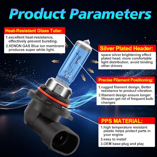 Image of Headlights Compatible For 1999-2010 Jeep Grand Cherokee Halogen Headlight Bulbs, 9006 /HB4 Low Beam Lights Bulbs, Plug And Play, Pack of 2