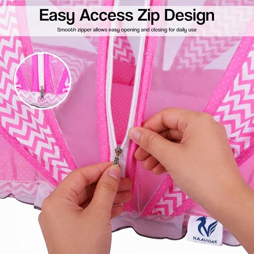 Image of Mosquito Net for Baby 0-6 Months, Baby Bed with Net, Foldable Portable Baby Bed Set with Breathable Mesh Design (Pink)
