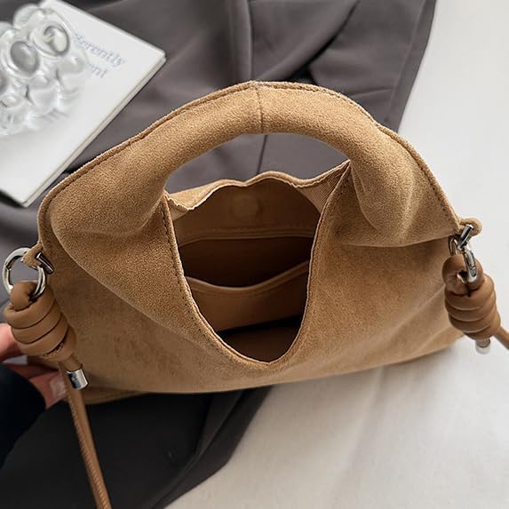 Suede Tote Bags for Women Small Shoulder Crossbody Bag Handbags Chic Purses Satchel for Travel Work - Image 2