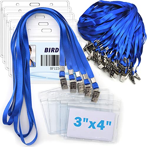 4x3 Name Tags Badge Holder with Lanyard 50 Pack...