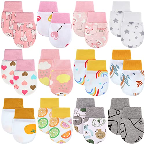 Image of 12 Pairs Newborn Baby Mittens Infant Toddler Gloves No Scratch Mittens Gloves for 0-6 Months Baby Boys Girls