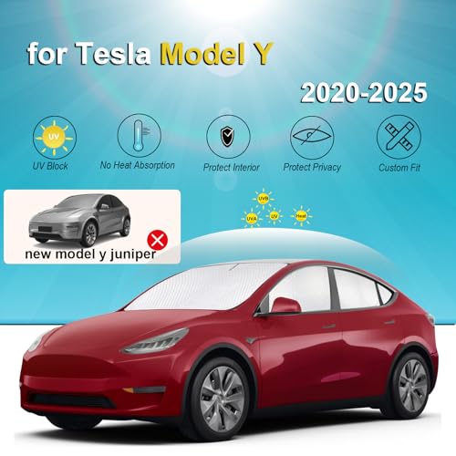 Image of KMF 8pcs Thicken Sun Shades for Tesla Model Y 2020-2024 (Not Juniper) Accessories, Tesla Y Full Car Window Covers Sunshade for Windshield Side Rear, UV Block and Blackout Privacy for Camping Outdoor