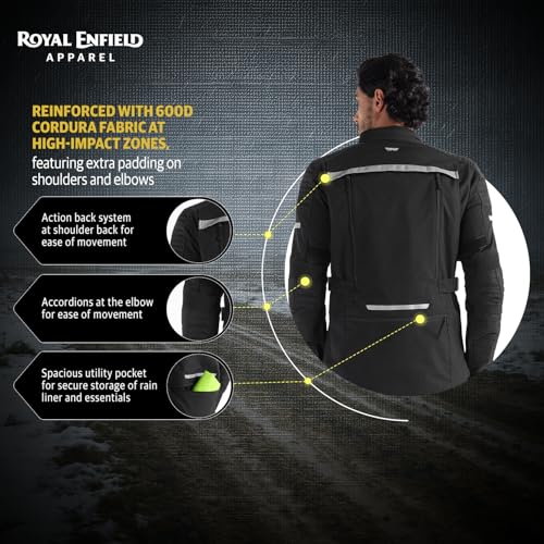 Image of Royal Enfield Nirvik V3 Riding Jacket | Protection: RE Ergo Pro Tech CE Level 2 at Shoulders & Elbows | Norman Tech CE Level 2 back protector, & XY CE Level 1 chest protectors | BLACK S