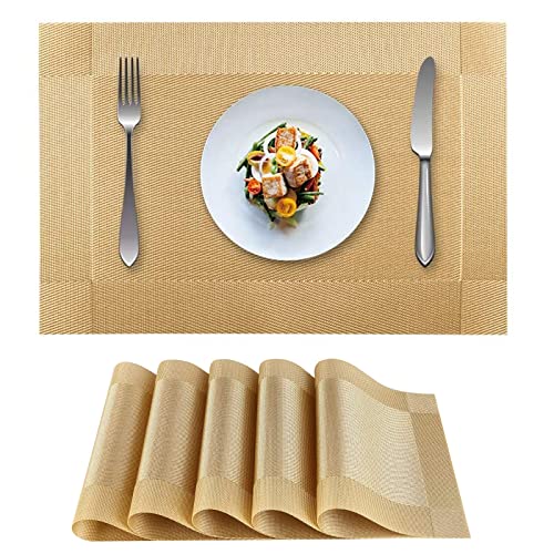 La Mejor Recopilación de Manteles Individuales Walmart - los preferidos. 50 Juego de 6 manteles individuales de vinilo tejido de tejido cruzado con aislamiento antideslizante lavable de PVC - para mesa de comedor cocina restaurantes fiestas navideñas de...