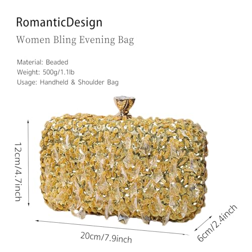 Image of RomanticDesign Women Bling Evening Bag Fashion Embroidered Beaded Sequin Clutch Cocktail Wedding Party Purse