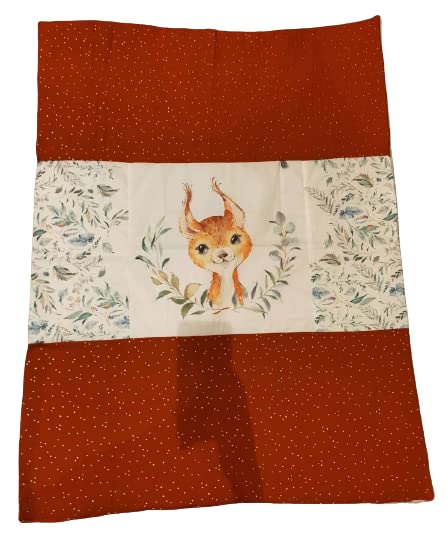 Couverture bébé écureuil rouille doré, le cadeau de naissance idéal fabriqué en France