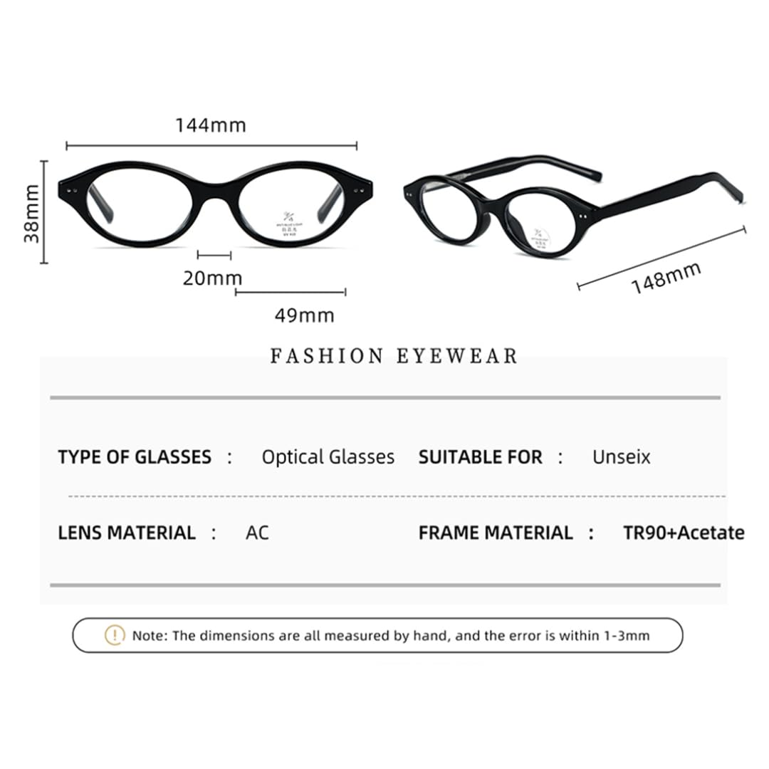 Montatura per occhiali retrò ovali da uomo Tr90 da donna, occhiali piccoli anti luce blu in acetato leopardato (nero con trasparente)