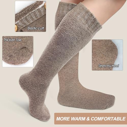 Thick Wool Socks for Women, 3 Pairs Knee High Sock, Warm Sock Thermal Socks for Outdoor Sports Winter Gifts2