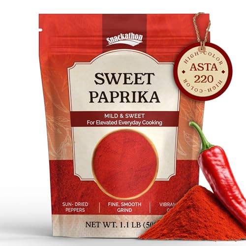 Snackathon Sweet Paprika Powder, 1.1 LB (500g) Resealable Bulk Bag,