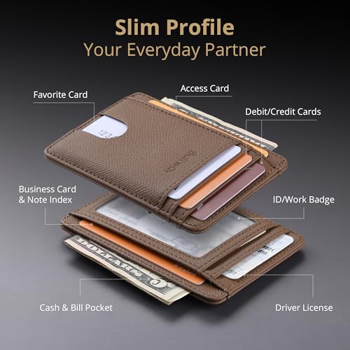 image for Buffway Slim Minimalist Front Pocket RFID Blocking Leather Wallets for
