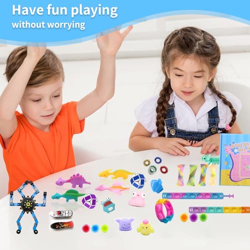 JUAUO 50 Pcs Fidget Toys Set, Stress-Angst Relief Spielzeug für Kinder und Erwachsene, Angst Relief Finger Toys, Anti Stress Autismus Und ADHS, Sensorisches Spielzeug Set für Kinder Geburtstagsfeier