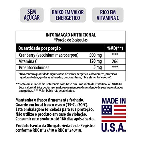 Cranberry 500mg + Vitamina C Vitgold Kit 2x 60 cápsulas