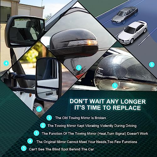 Scitoo Towing Mirror Passenger Side Fit For Ford Chrome Automotive Exterior Mirror Fit 2004-2014 For F-150 With Amber Turn Signal And Puddle Lights Power Control Heated And Manual Folding Features #TOP6