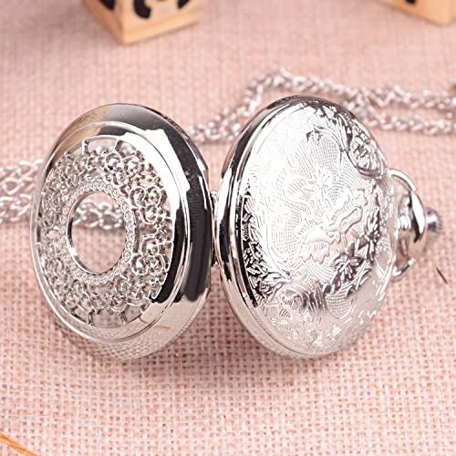 Tiong Quartz Pocket Watch Hollow Steampunk Blue Star Design Roman Numerals Pocket Watch with Chain Christmas Gifts - Image 5