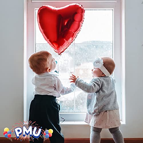 Pmu Valentine's Day Red Heart Shaped 18 Inches Mylar - Foil Balloons Pkg/5 #TOP5