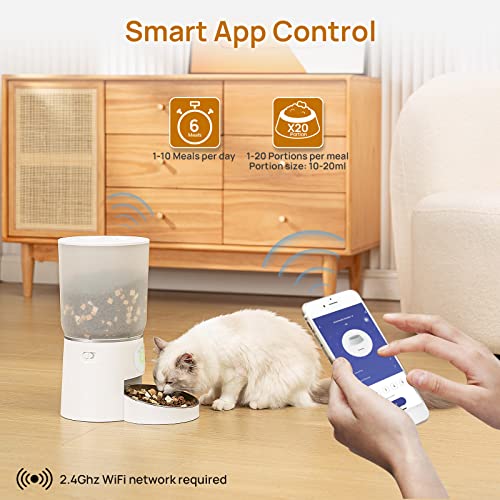 Ipettie Chefhat Wifi Cat Feeder Automatic, 5L/21 Cup Capacity, 1-6 Meals Per Day, 20 Sec Voice Recording, Auto Cat Feeder Dry Food, Cat Self Feeder With Stainless Steel Bowl For Cat And Dog #TOP1