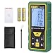 Laser Measure Advanced 196Ft TECCPO, Mute Laser Distance Meter with Electronic Angle Sensor, Backlit LCD, Measure Distance, Area, Volume and Pythagoras, Carry Pouch and Battery Included, TDLM19P