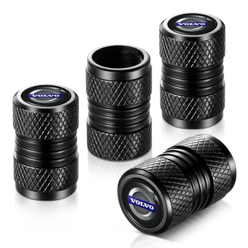 YHEESHIGN Tire Valve Stem Caps, Compatible with Volvo Series Stem Cap Universal Car Air Cover Car Accessories for Cars, SUV, Truck, Motorcycles 4pcs （Black）